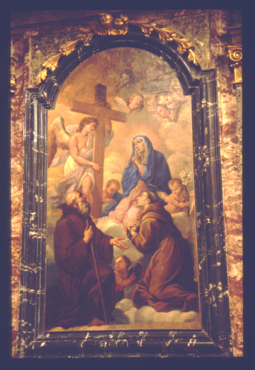 Madonna Addolorata con San Francesco di Paola e Sant' Antonio da Padova (dipinto) di Ricci Ubaldo (seconda metà sec. XVII)