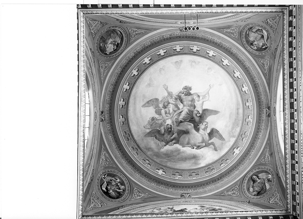 visione di Ezechiele, quattro evangelisti e San Nicola da Tolentino in gloria (dipinto, ciclo) di Fontana Luigi (terzo quarto sec. XIX)