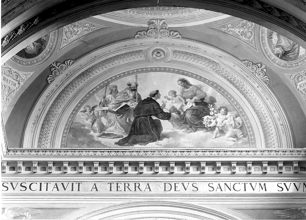 visione di Ezechiele, quattro evangelisti e San Nicola da Tolentino in gloria (dipinto, ciclo) di Fontana Luigi (terzo quarto sec. XIX)