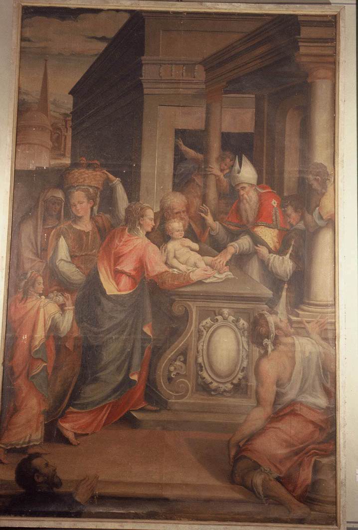 presentazione di Gesù al tempio (dipinto) di Salvolini Giustino detto Giustino Episcopi (fine sec. XVI)