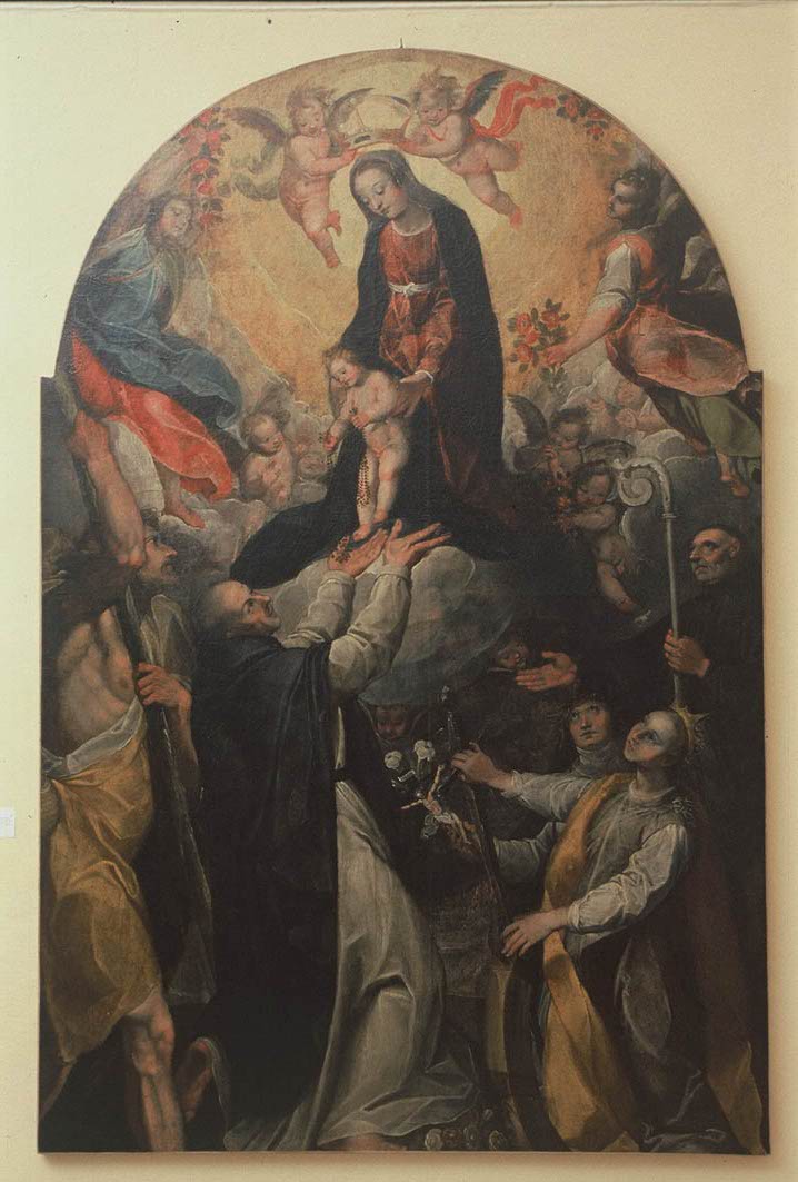 Madonna del Rosario con Santi (dipinto) di Picchi Giorgio (sec. XVII)