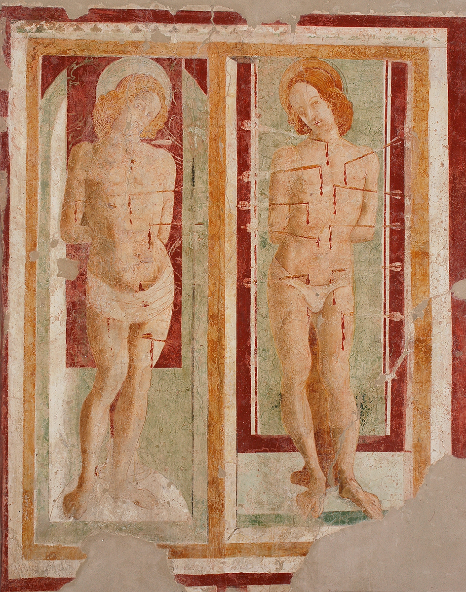 San Sebastiano (dipinto, elemento d'insieme) di Alemanno Pietro (scuola) (ultimo quarto sec. XV)