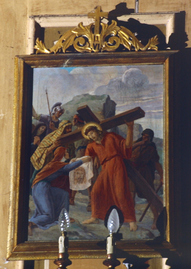 stazione VI: Gesù asciugato dalla Veronica (Via Crucis, elemento d'insieme) di Pavisa Ciro (sec. XIX)