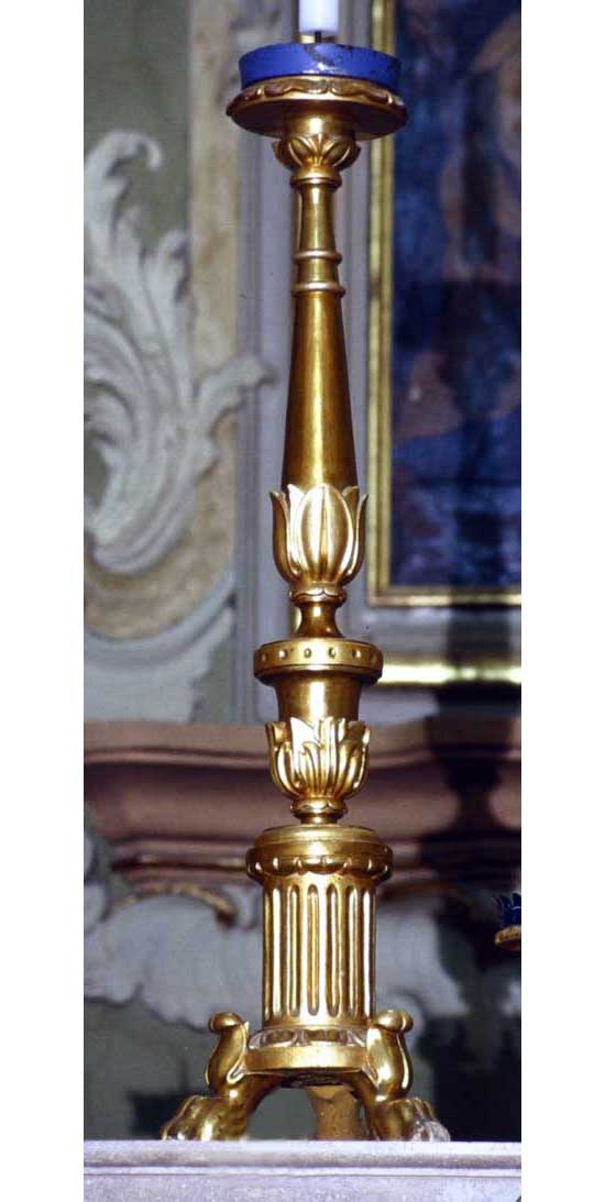 candeliere d'altare, serie - bottega ascolana (prima metà sec. XIX)