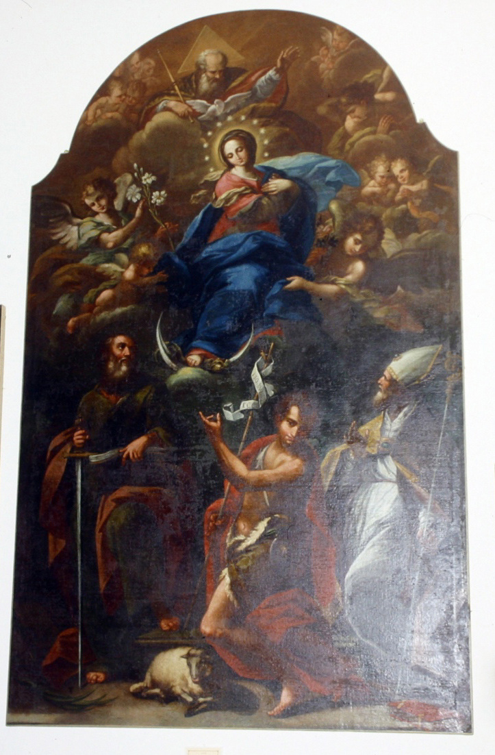 Madonna con Bambino e Santi (dipinto) di Ridolfi Claudio (sec. XVII)