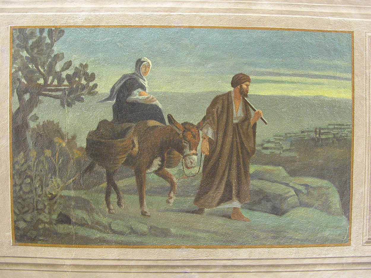fuga in Egitto (dipinto) di Tentoni Attilio (sec. XX)