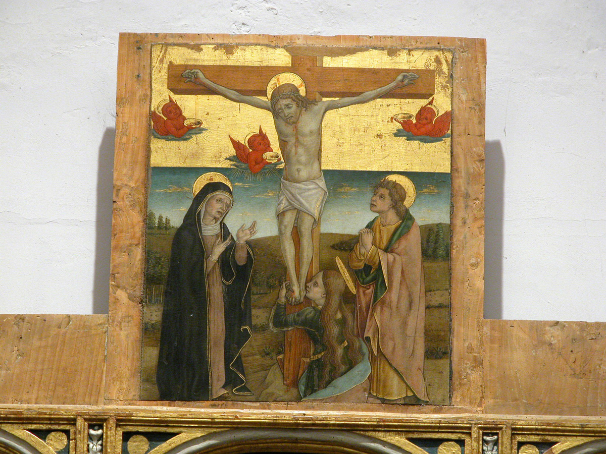 Cristo crocifisso (cimasa di polittico, elemento d'insieme) di Crivelli Vittore (sec. XV)
