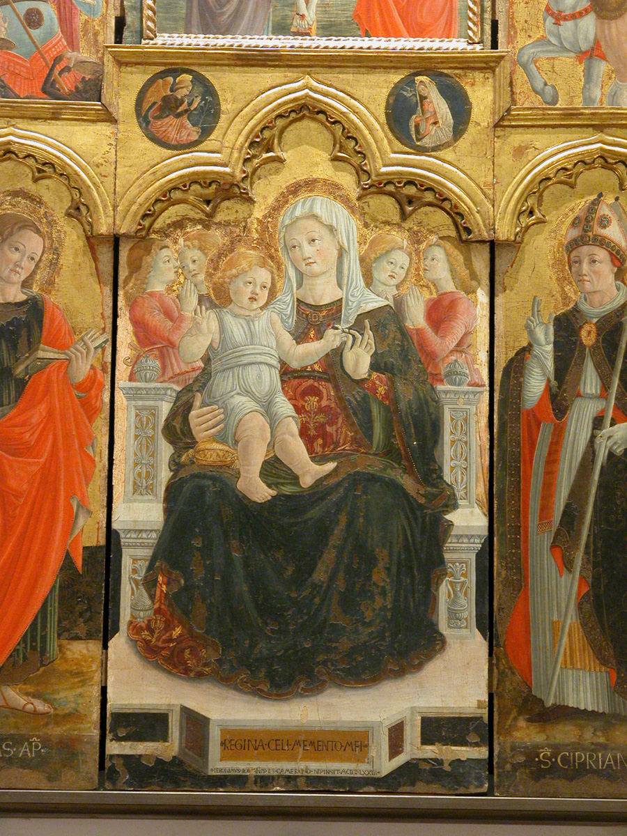 Madonna con Bambino in trono (scomparto di polittico, elemento d'insieme) di Girolamo di Giovanni (sec. XV)