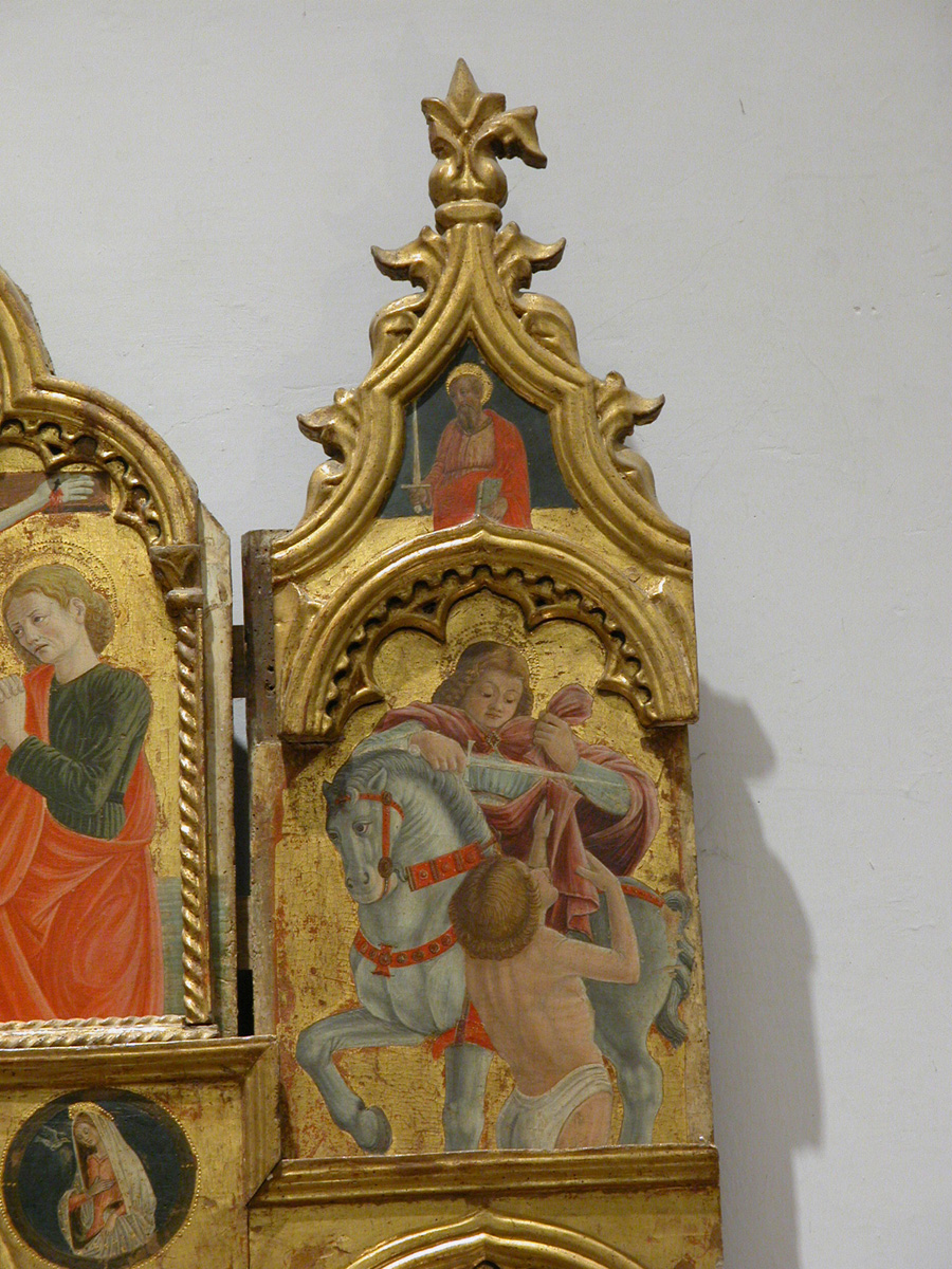 San Martino dona parte del mantello al povero (scomparto di polittico, elemento d'insieme) di Girolamo di Giovanni (sec. XV)