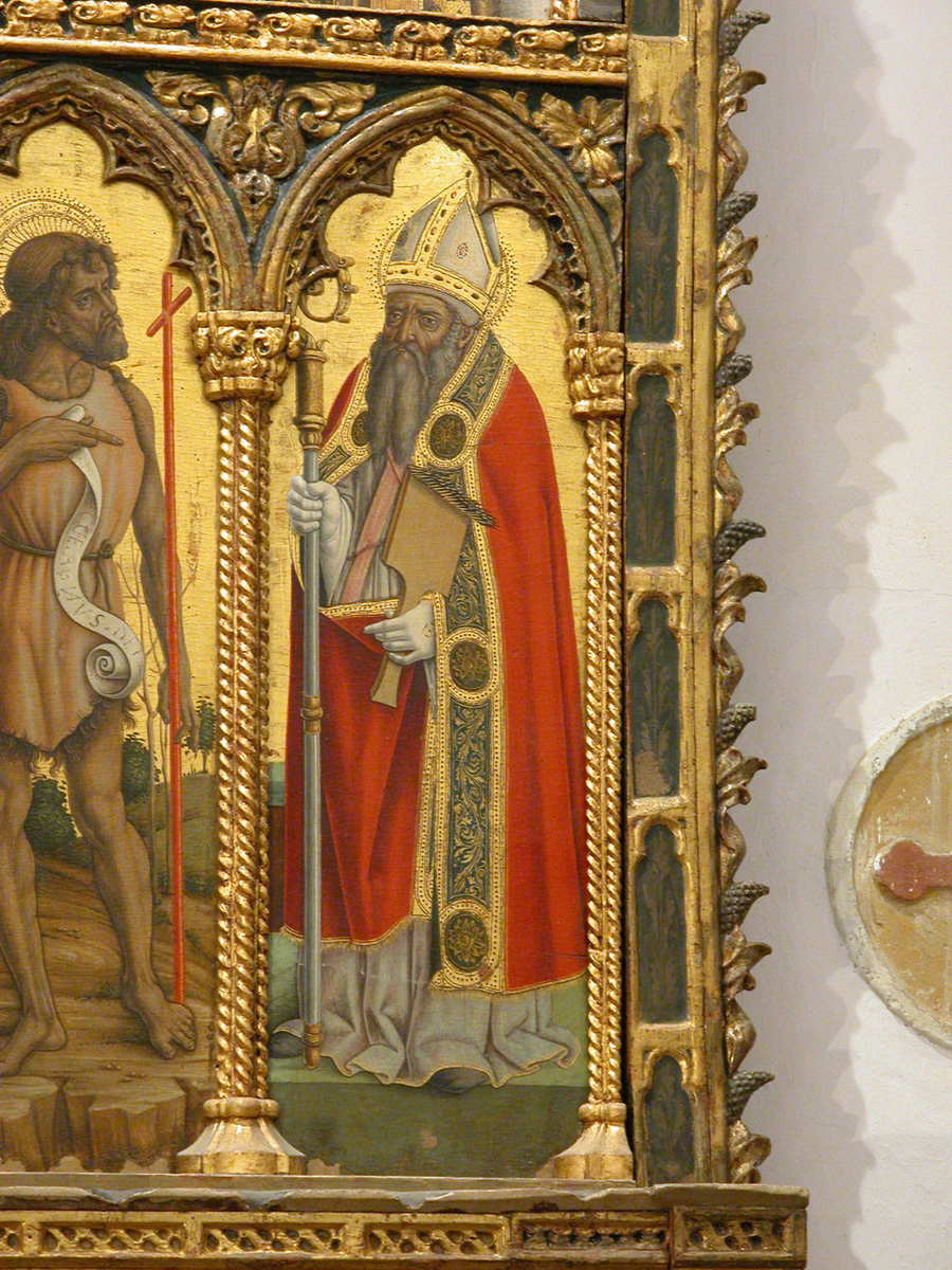 San Biagio (scomparto di polittico, elemento d'insieme) di Crivelli Carlo, Crivelli Vittore (ultimo quarto sec. XV)