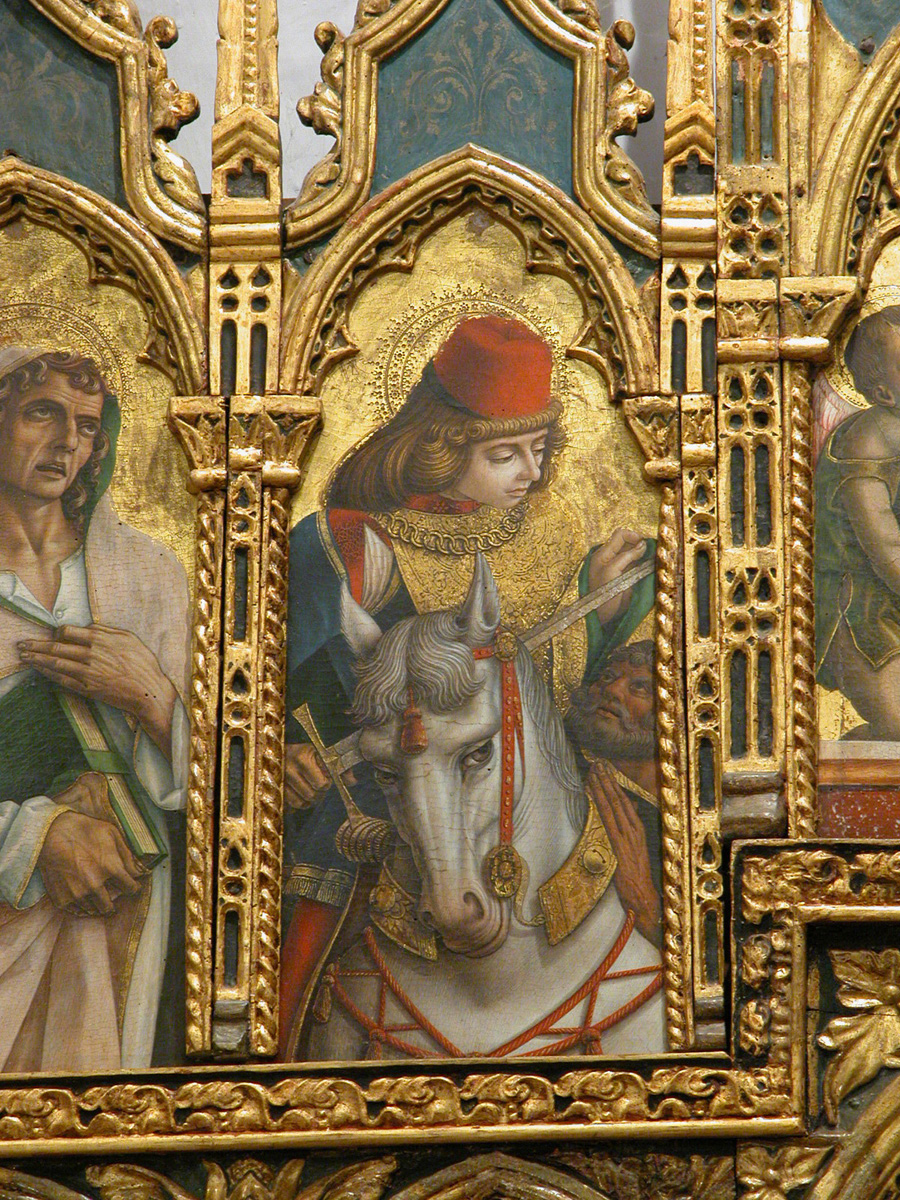 San Martino vescovo (scomparto di polittico, elemento d'insieme) di Crivelli Carlo, Crivelli Vittore (ultimo quarto sec. XV)