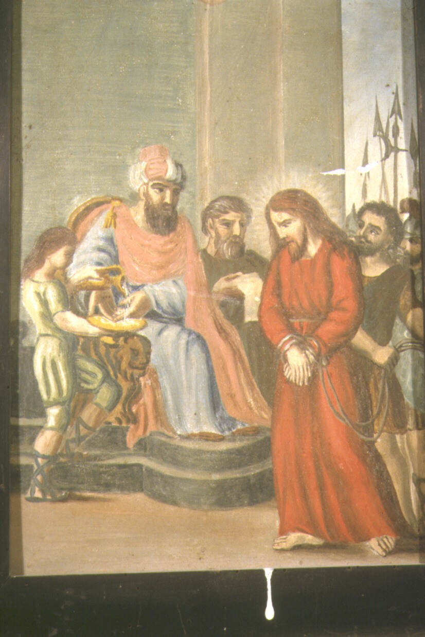 stazione I: Gesù condannato a morte (dipinto, elemento d'insieme) - bottega marchigiana (primo quarto sec. XX)