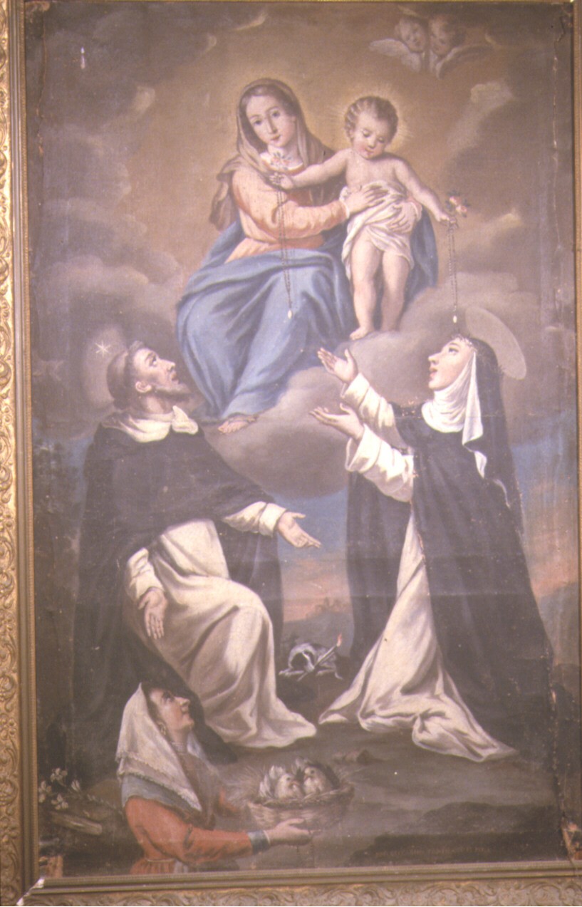 Madonna del Rosario con San Domenico e Santa Caterina da Siena (dipinto, elemento d'insieme) di Ceccarini Giuseppe (sec. XVIII)