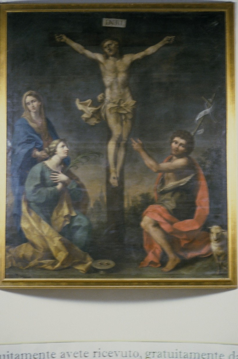 crocifissione di Gesù Cristo con la Madonna, Santa Lucia e San Giovanni Battista (dipinto, elemento d'insieme) di Magini Carlo (sec. XVIII)