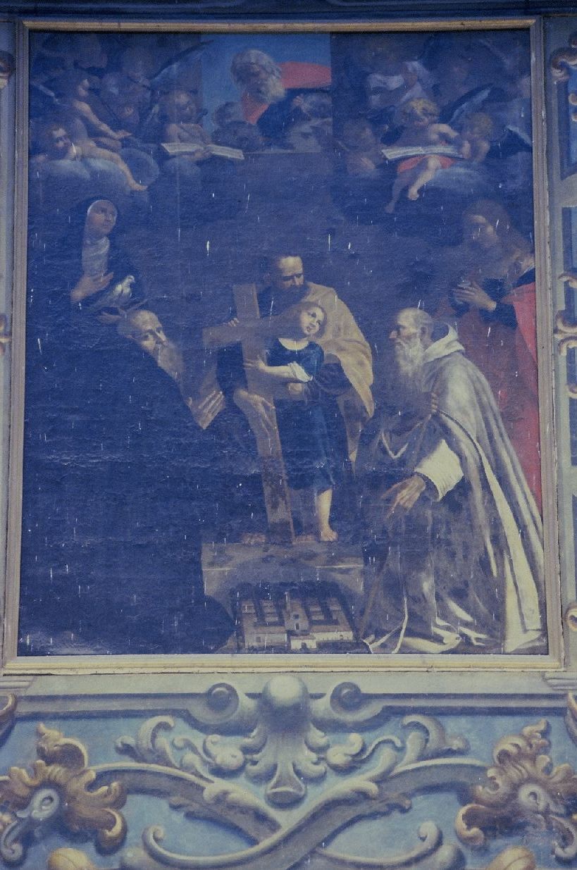 Gesù Bambino, Santi e Padre Eterno (dipinto) di Venanzio da Camerino (terzo quarto sec. XVII)