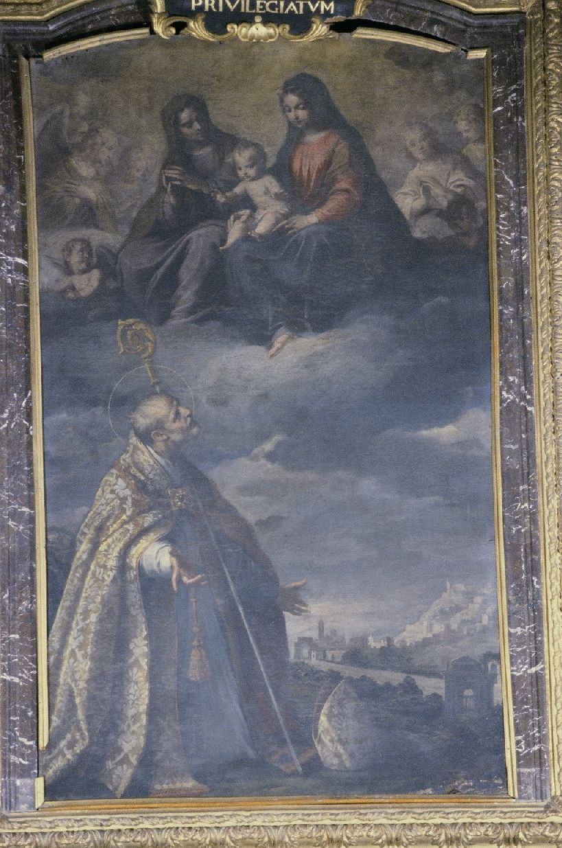 Madonna con Bambino e Sant'Aldebrando (dipinto, elemento d'insieme) di Ridolfi Claudio (primo quarto sec. XVII)
