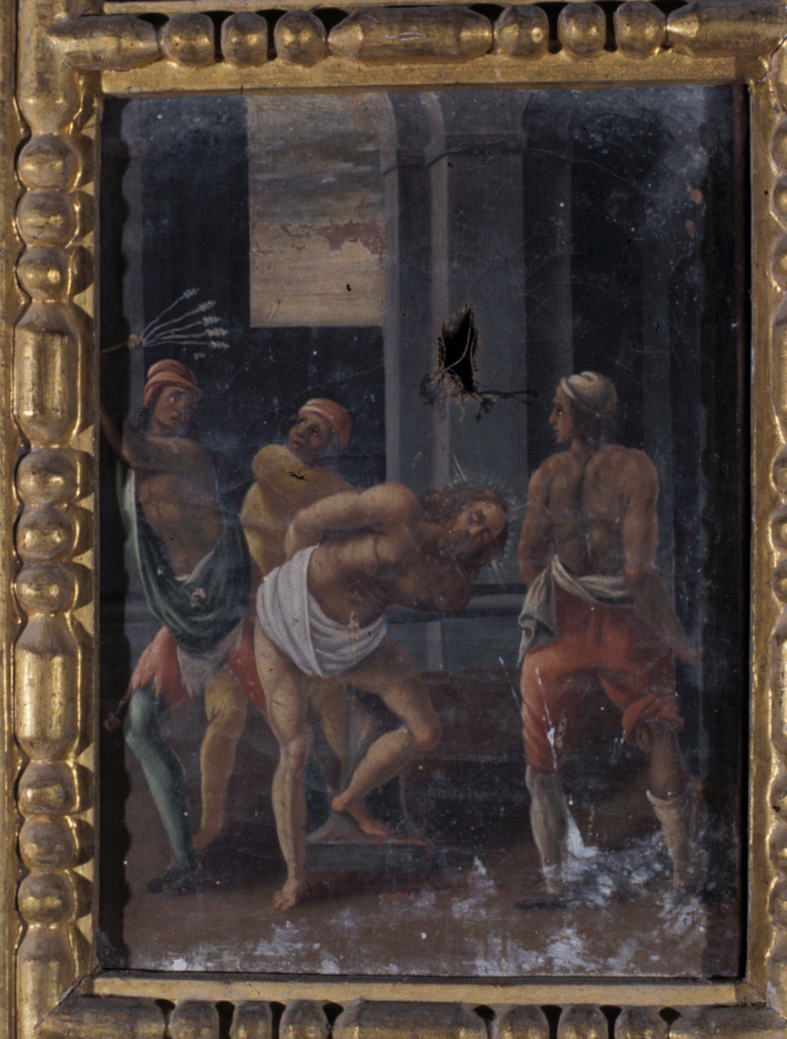 flagellazione di Cristo (dipinto, elemento d'insieme) - ambito marchigiano (sec. XVII)