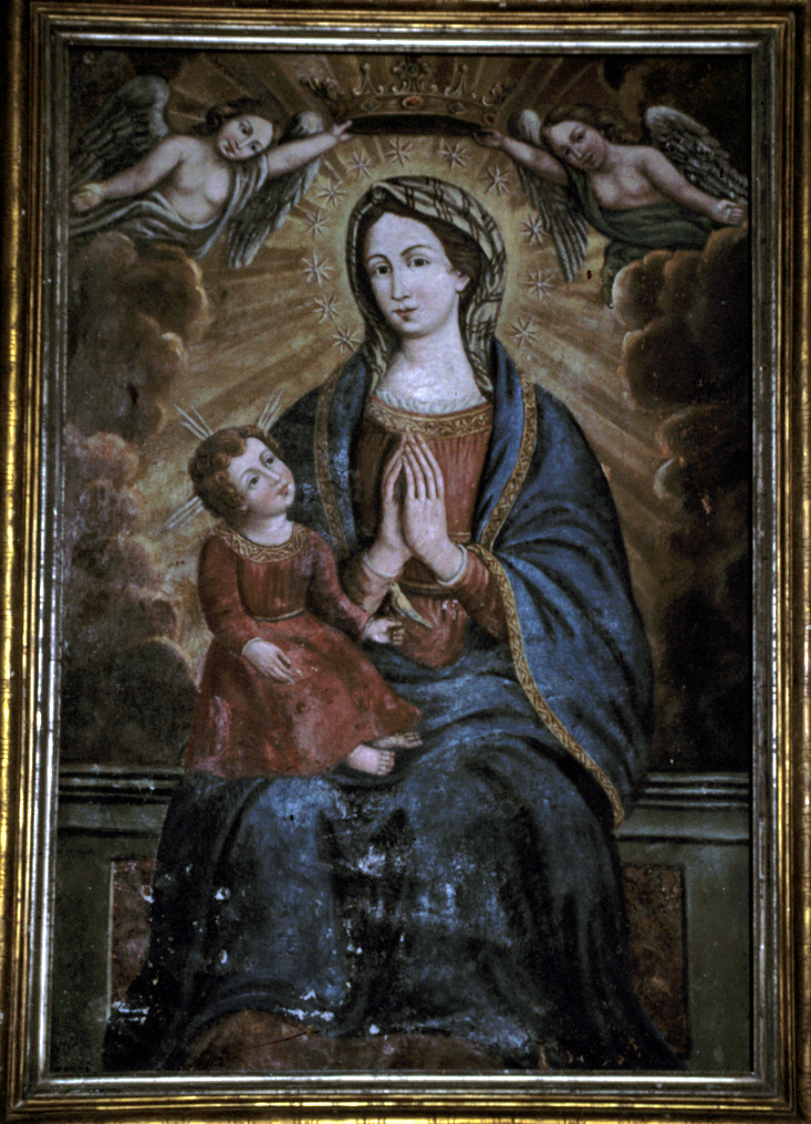Madonna delle Grazie, incoronazione di Maria Vergine con Gesù bambino (dipinto, elemento d'insieme) - ambito marchigiano (sec. XVIII)