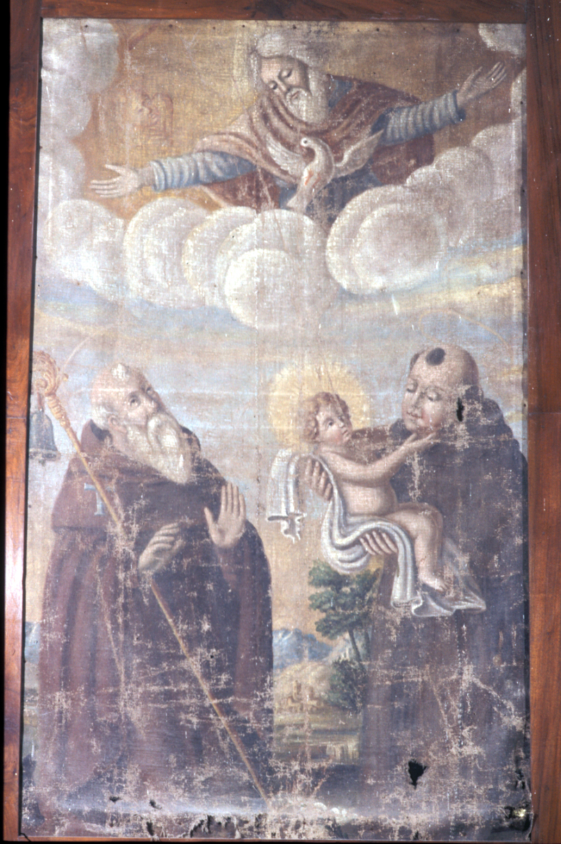 Dio Padre con Sant'Antonio Abate e Sant'Antonio da Padova (dipinto) - ambito marchigiano (sec. XVII)