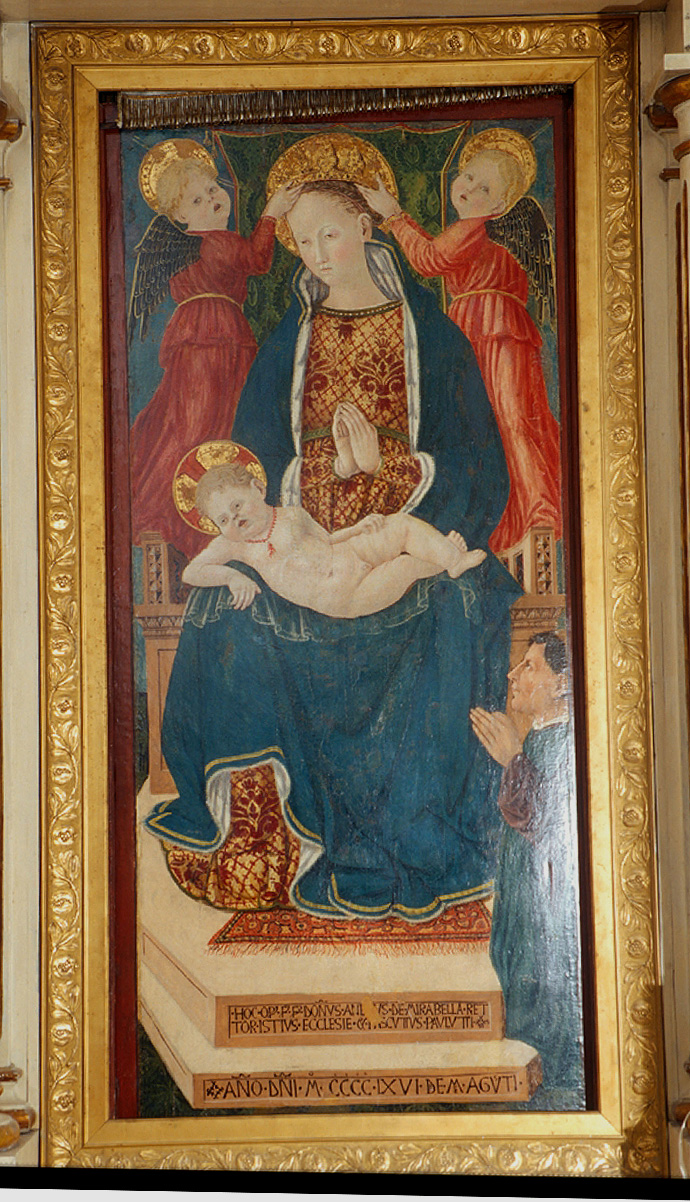 Madonna con Bambino e Don Angelo Mirabella (dipinto) di Boccati Giovanni (sec. XV)