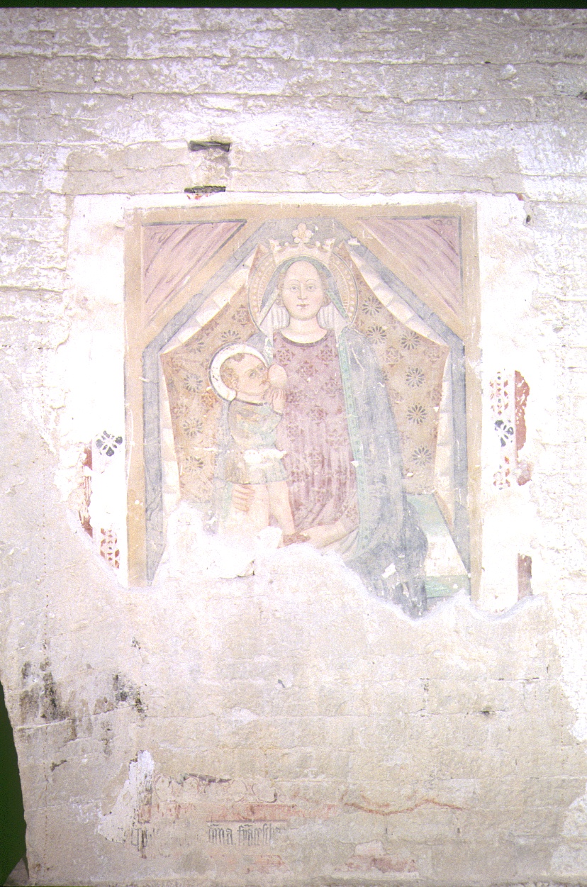Madonna del Latte, Madonna in trono con Bambino (dipinto) - bottega marchigiana (sec. XV)
