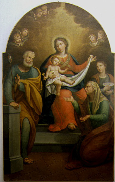 Madonna con Bambino, San Giuseppe, Sant'Anna e Santa Lucia (dipinto, coppia) di Rondelli Francesco Antonio (secc. XVIII/ XIX)