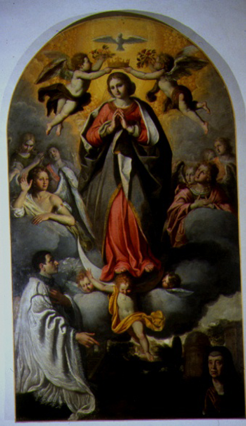 Madonna Immacolata Concezione e Margherita Panezia (dipinto) di Peruzzini Domenico (sec. XVII)