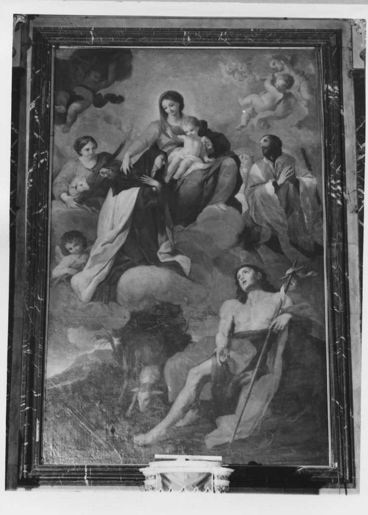 Madonna con Bambino e Santi (dipinto) di Cantarini Simone detto Pesarese (scuola) (sec. XVII)