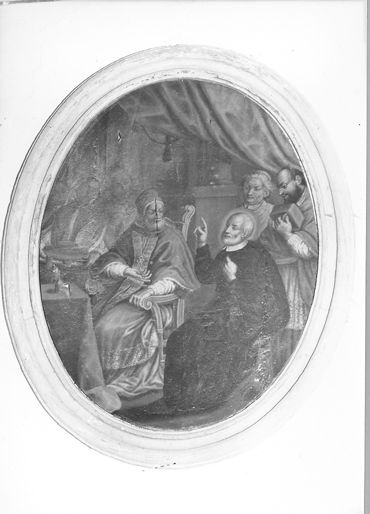 San Filippo Neri a colloquio con il papa Gregorio XIII (dipinto, elemento d'insieme) - ambito italiano (sec. XVIII)
