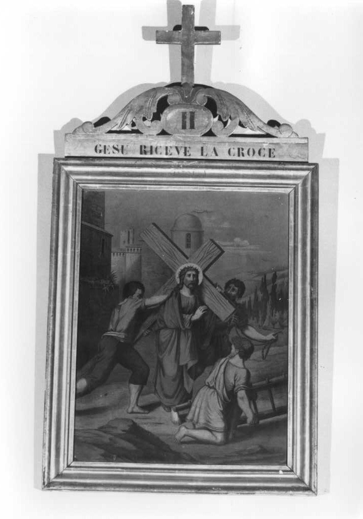 stazione II: Gesù caricato della croce (Via Crucis, elemento d'insieme) - ambito marchigiano (prima metà sec. XX)