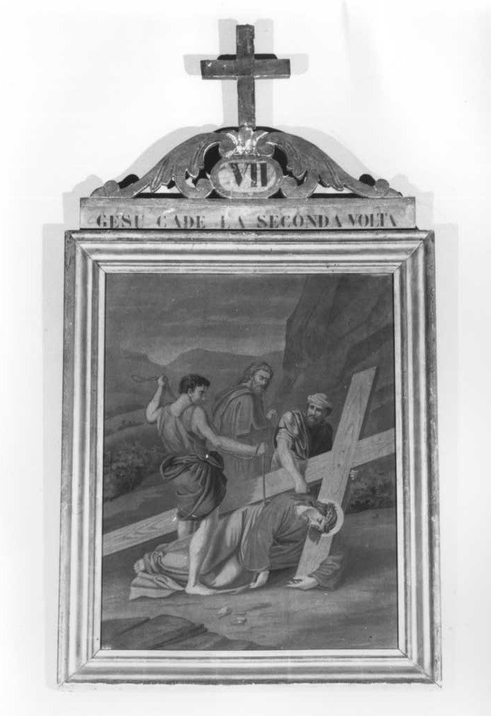 stazione VII: Gesù cade sotto la croce la seconda volta (Via Crucis, elemento d'insieme) - ambito marchigiano (prima metà sec. XX)