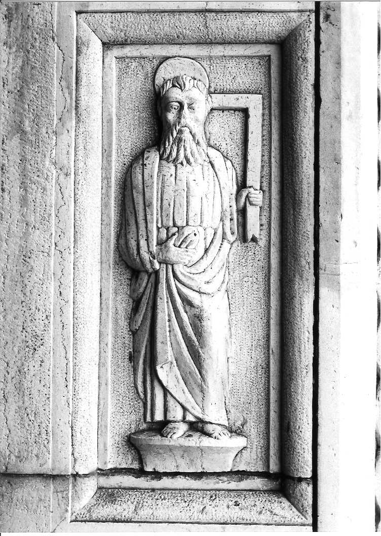 Sant'Andrea (rilievo, elemento d'insieme) di Giovan Battista da Bissone (e aiuti) (sec. XVI)