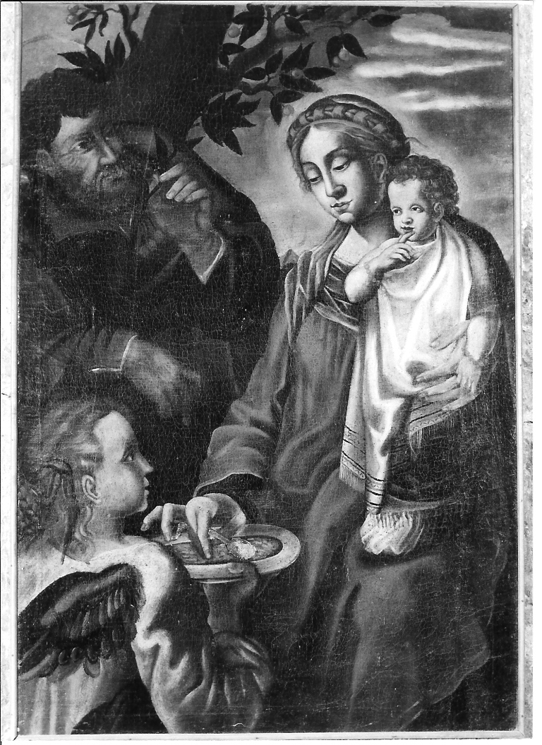 Madonna con Bambino tra San Giuseppe e un angelo (dipinto) - ambito marchigiano (primo quarto sec. XVII)