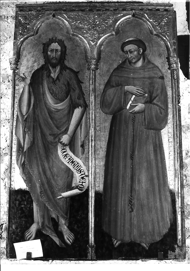 San Giovanni Battista e Sant'Antonio da Padova (dipinto, frammento) - ambito umbro-senese (sec. XIV)