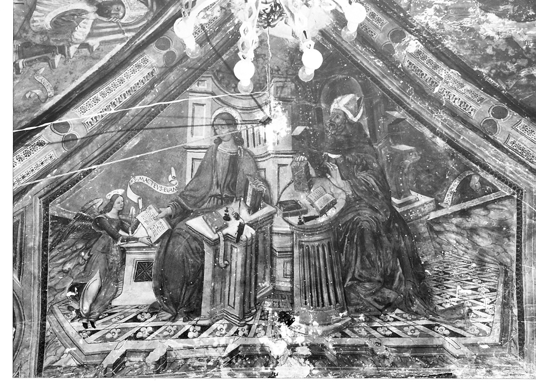 Santi Matteo Evangelista e Agostino (dipinto, elemento d'insieme) di Sparapane Agostino, Sparapane Pietro (sec. XV)