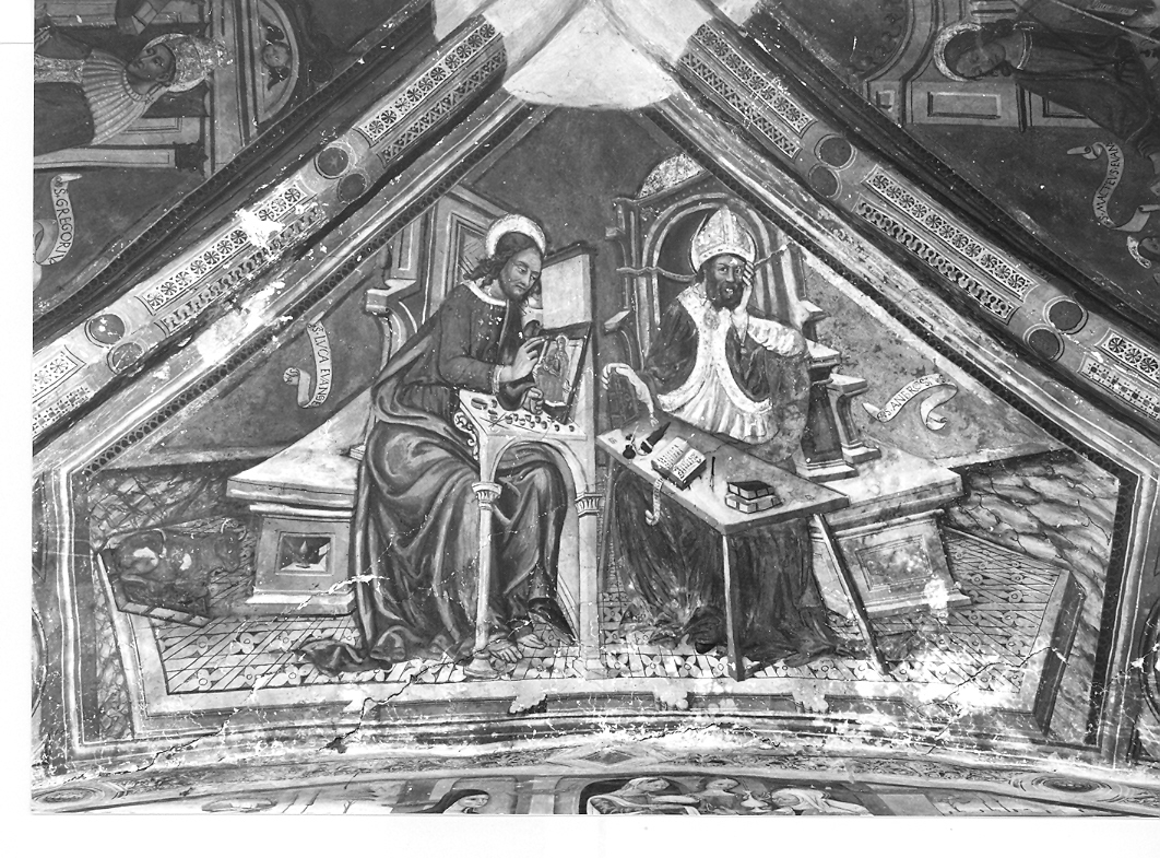 Santi Luca Evangelista e Ambrogio (dipinto, elemento d'insieme) di Sparapane Agostino, Sparapane Pietro (sec. XV)