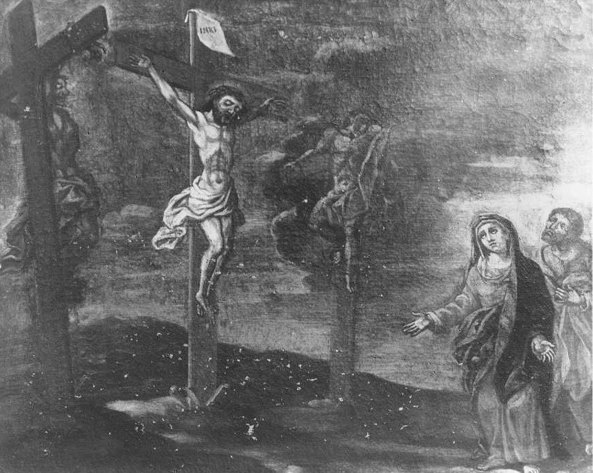 stazione XII: Gesù innalzato e morto in croce (Via Crucis, elemento d'insieme) di Fabiani Giambattista (e aiuti) (sec. XVIII)