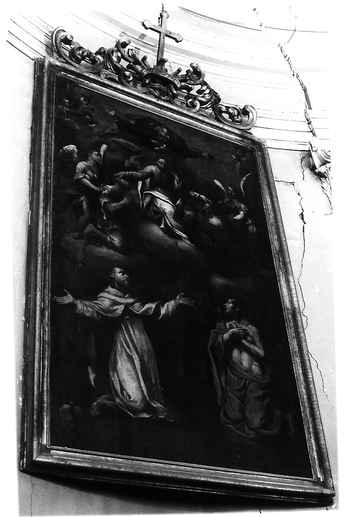 Trinità con San Francesco d'Assisi, San Sebastiano e Santi (dipinto) di Reni Guido (maniera) (sec. XVII)
