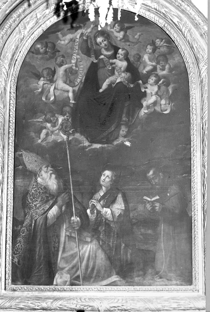 Madonna in gloria e santi (dipinto) di Pandolfi Giovanni Giacomo (maniera) (sec. XVII)