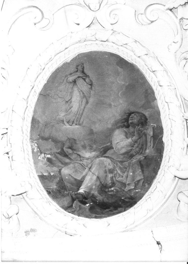 apparizione della Madonna a San Giovanni Evangelista (dipinto, elemento d'insieme) di Fanelli Pier Simone (seconda metà sec. XVII)