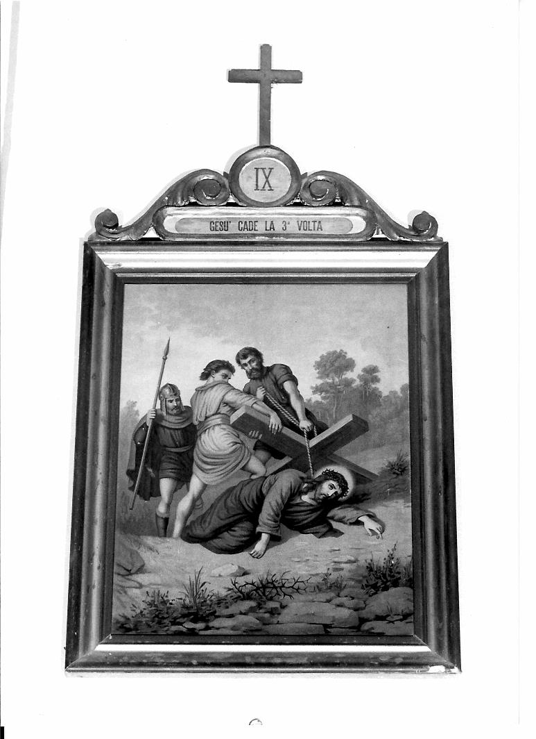 stazione IX: Gesù cade sotto la croce la terza volta (dipinto, elemento d'insieme) - ambito marchigiano (prima metà sec. XIX)