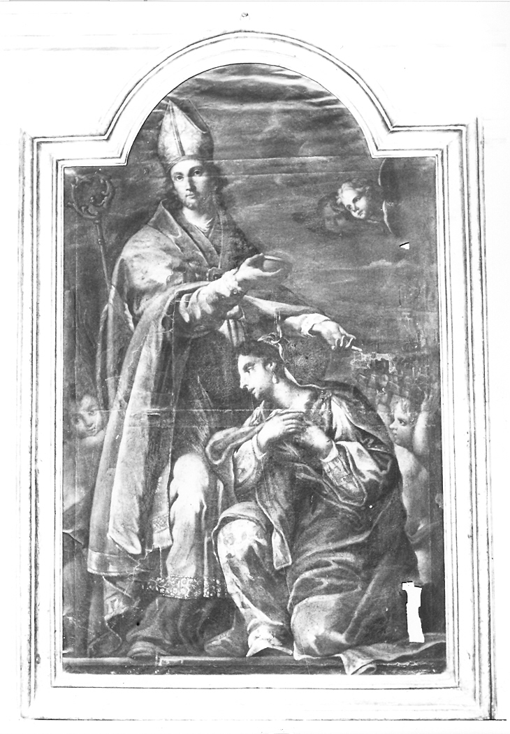 Sant'Emidio battezza la Vergine Polissia (dipinto) di Ricci Filippo (fine sec. XVIII)