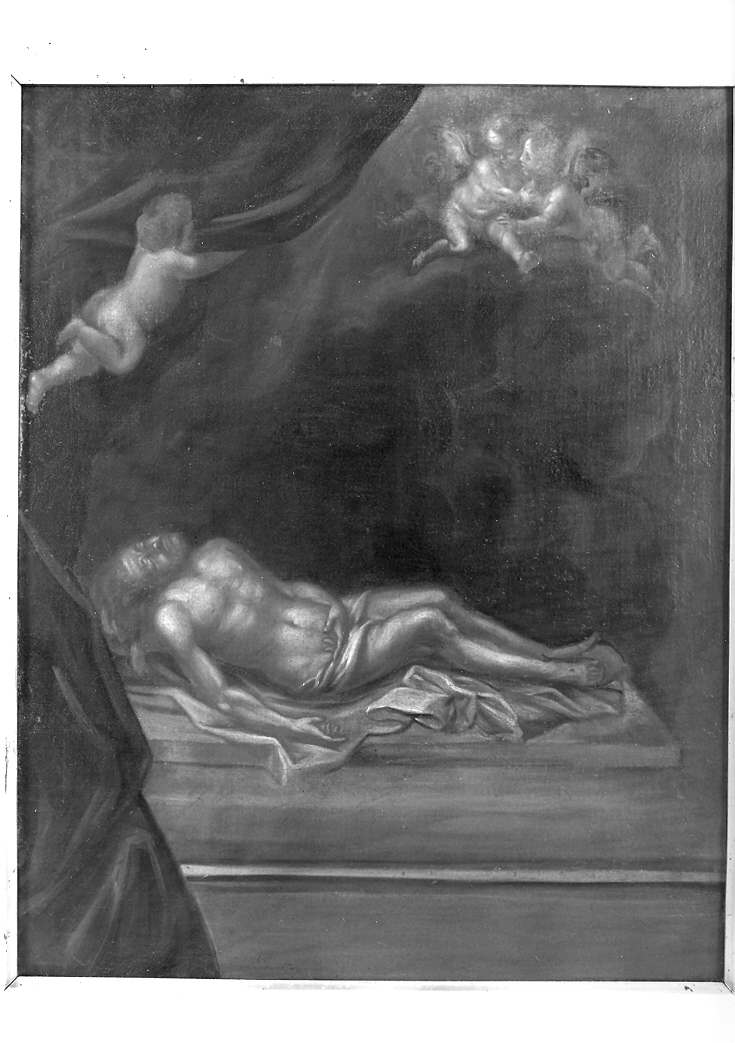 stazione XIV: Gesù deposto nel sepolcro (dipinto, elemento d'insieme) - ambito marchigiano (sec. XVII)