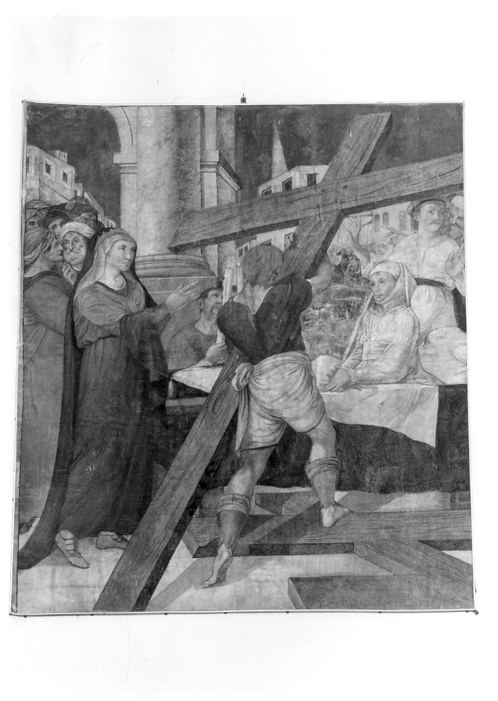 ritrovamento della vera croce (dipinto) - ambito marchigiano (sec. XVI)