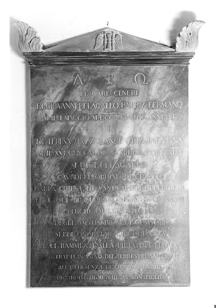 lapide tombale - produzione marchigiana (sec. XIX)