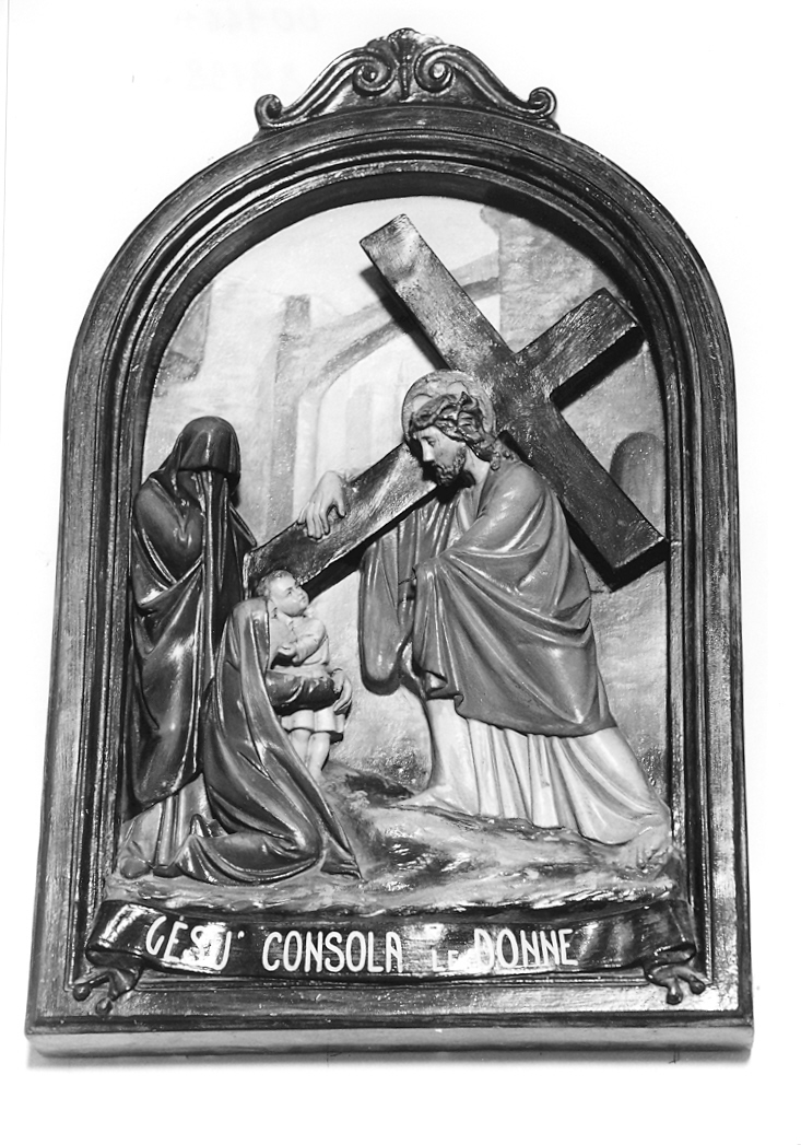 stazione VIII: Gesù consola le donne di Gerusalemme (Via Crucis, elemento d'insieme) - ambito marchigiano (prima metà sec. XX)