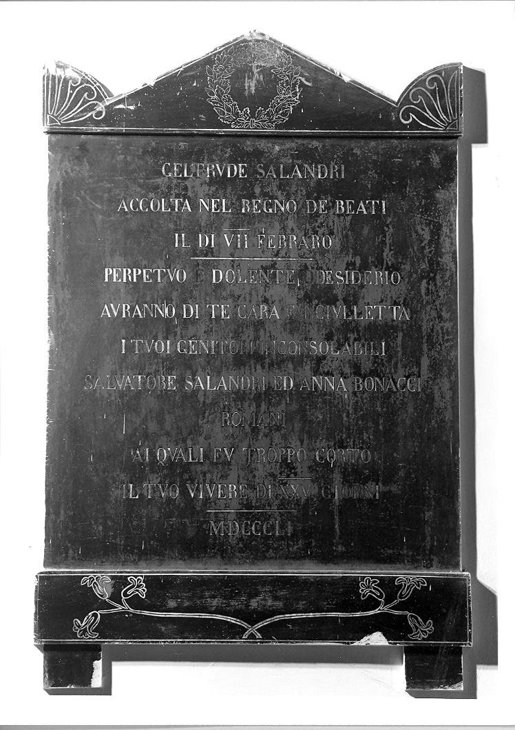 lapide tombale - produzione marchigiana (sec. XIX)