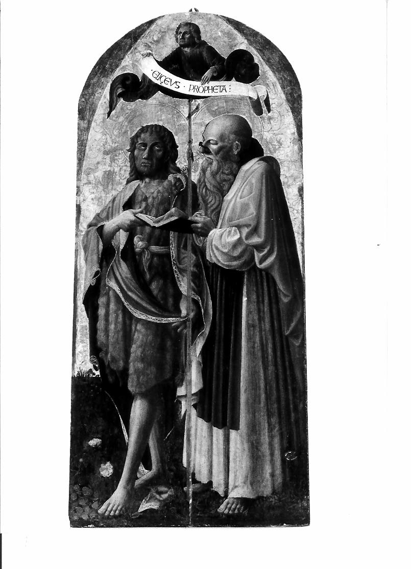 San Giovanni Battista, San Romualdo e il profeta Eliseo (dipinto) di Urbani Ludovico (sec. XV)
