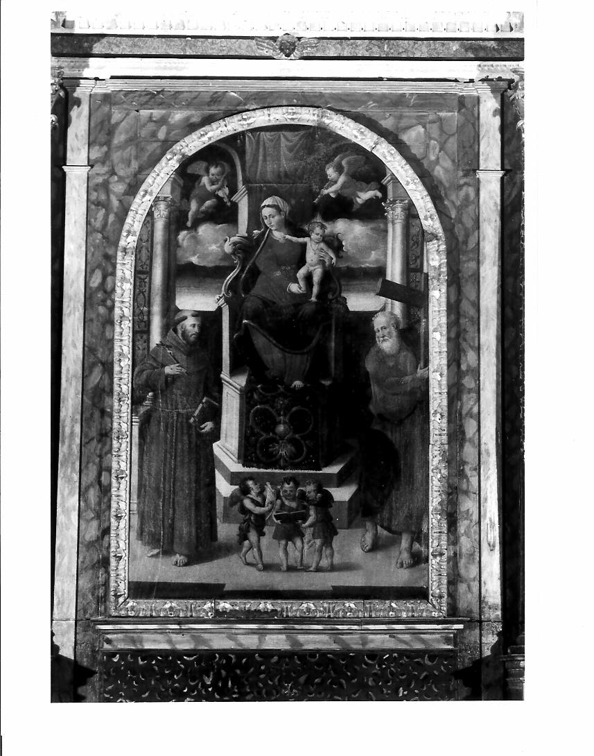 Madonna con il Bambino tra San Francesco d'Assisi e Sant'Andrea (dipinto) di Nobili Durante (metà sec. XVI)