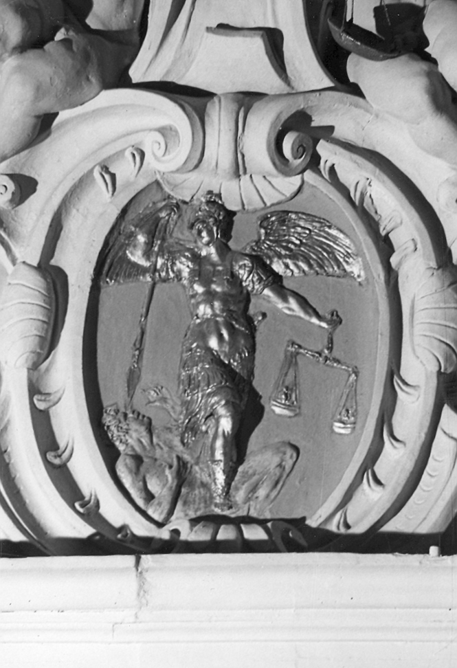 San Michele Arcangelo combatte Satana (rilievo, pendant) di Brandani Federico (sec. XVI)